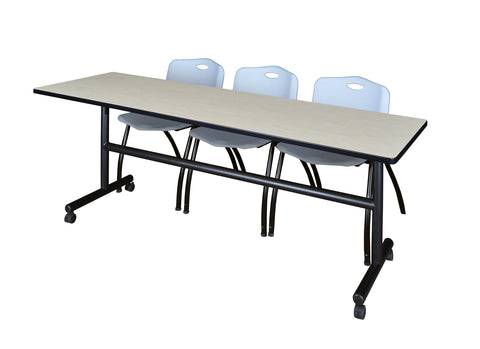 Regency Kobe 48 x 24 in. FlipTop Training Nesting Table 2 M Stack Chairs