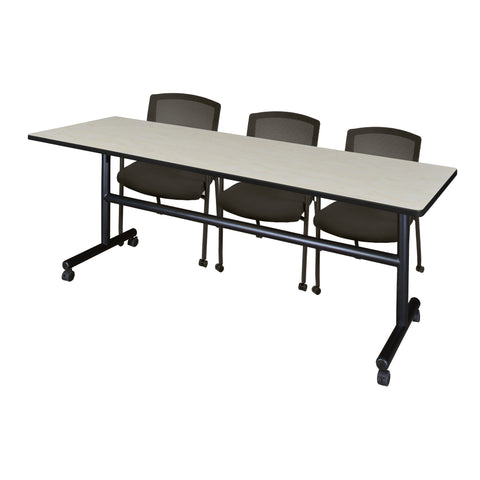 Regency Kobe 48 x 24 in. FlipTop Training Nesting Table & 2 Knight Mesh Chairs