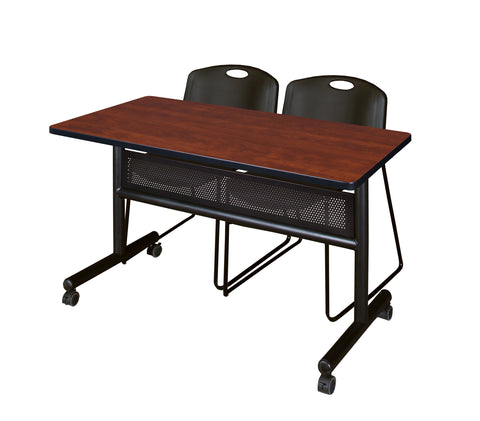 Regency Kobe 48 x 24 in. FlipTop Privacy Nesting Table 2 Zeng Stack Chairs