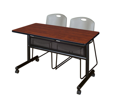 Regency Kobe 48 x 24 in. FlipTop Privacy Nesting Table 2 Zeng Stack Chairs