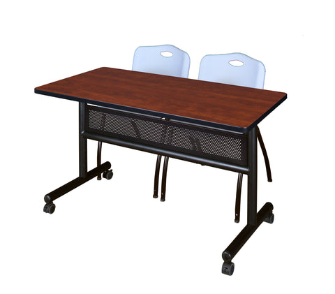 Regency Kobe 48 x 24 in. FlipTop Privacy Nesting Table 2 M Stack Chairs