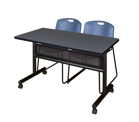 Regency Kobe 48 x 24 in. FlipTop Privacy Nesting Table 2 Zeng Stack Chairs