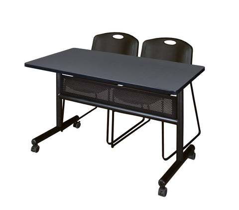 Regency Kobe 48 x 24 in. FlipTop Privacy Nesting Table 2 Zeng Stack Chairs