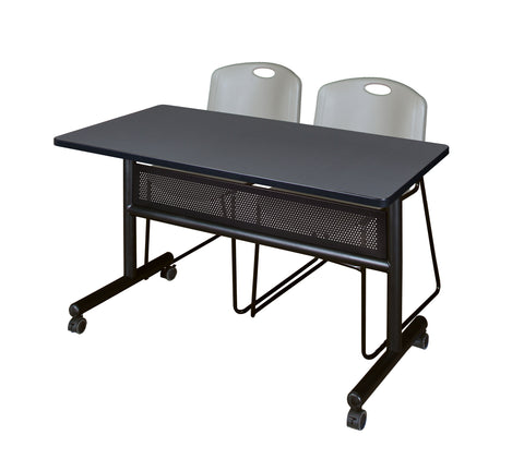 Regency Kobe 48 x 24 in. FlipTop Privacy Nesting Table 2 Zeng Stack Chairs