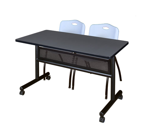 Regency Kobe 48 x 24 in. FlipTop Privacy Nesting Table 2 M Stack Chairs