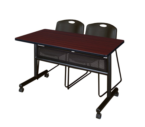 Regency Kobe 48 x 24 in. FlipTop Privacy Nesting Table 2 Zeng Stack Chairs