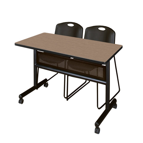 Regency Kobe 48 x 24 in. FlipTop Privacy Nesting Table 2 Zeng Stack Chairs