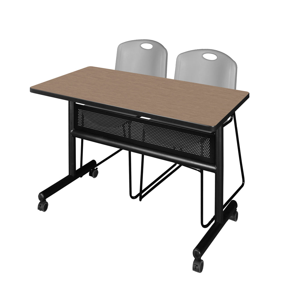 Regency Kobe 48 x 24 in. FlipTop Privacy Nesting Table 2 Zeng Stack Chairs