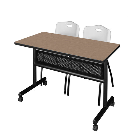 Regency Kobe 48 x 24 in. FlipTop Privacy Nesting Table 2 M Stack Chairs