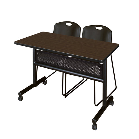 Regency Kobe 48 x 24 in. FlipTop Privacy Nesting Table 2 Zeng Stack Chairs
