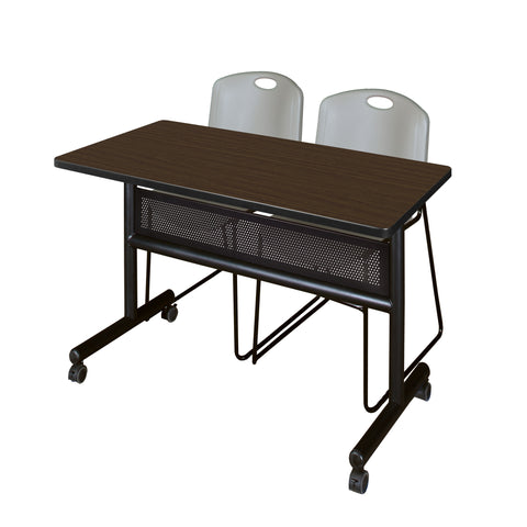 Regency Kobe 48 x 24 in. FlipTop Privacy Nesting Table 2 Zeng Stack Chairs