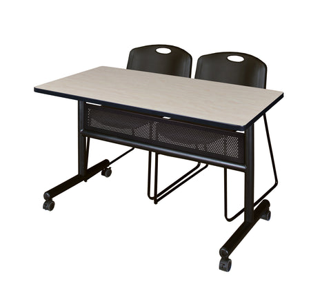 Regency Kobe 48 x 24 in. FlipTop Privacy Nesting Table 2 Zeng Stack Chairs