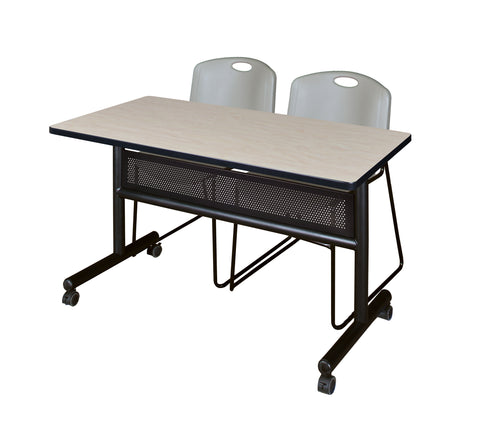 Regency Kobe 48 x 24 in. FlipTop Privacy Nesting Table 2 Zeng Stack Chairs