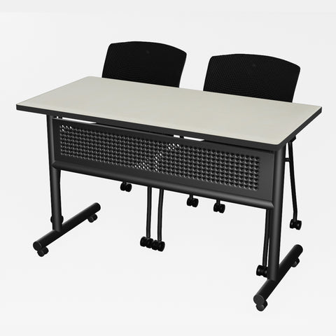 Regency Kobe 48 x 24 in. FlipTop Training Nesting Table w/ Modesty Panel & 2 Knight Mesh Chairs