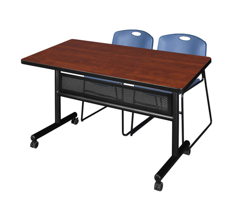 Regency Kobe 48 x 24 in. FlipTop Privacy Nesting Table 2 Zeng Stack Chairs