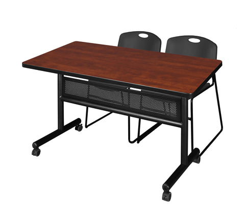 Regency Kobe 48 x 24 in. FlipTop Privacy Nesting Table 2 Zeng Stack Chairs