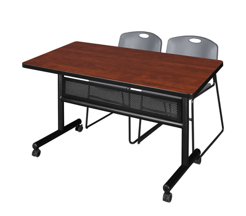 Regency Kobe 48 x 24 in. FlipTop Privacy Nesting Table 2 Zeng Stack Chairs