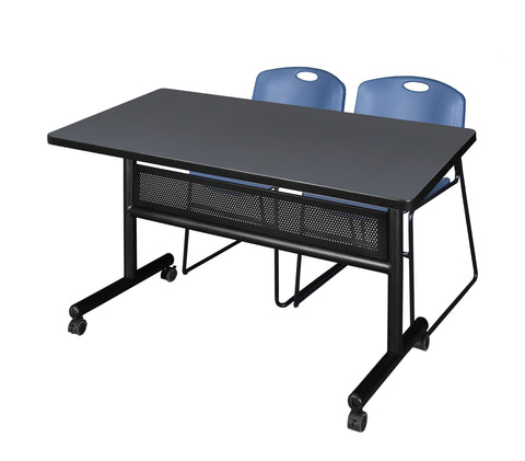 Regency Kobe 48 x 24 in. FlipTop Privacy Nesting Table 2 Zeng Stack Chairs