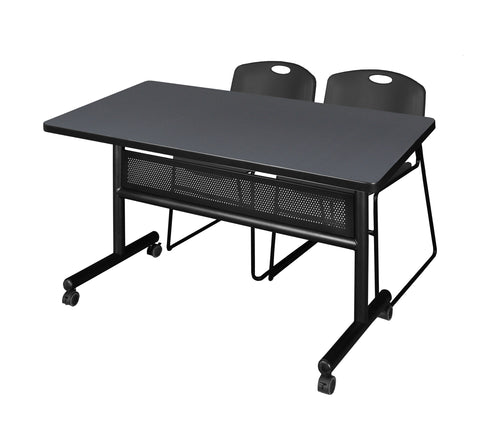 Regency Kobe 48 x 24 in. FlipTop Privacy Nesting Table 2 Zeng Stack Chairs