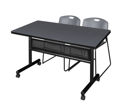 Regency Kobe 48 x 24 in. FlipTop Privacy Nesting Table 2 Zeng Stack Chairs