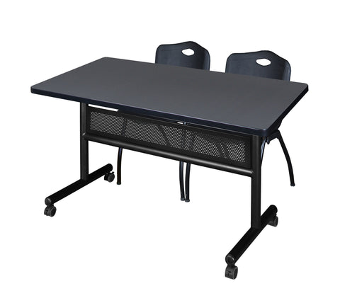 Regency Kobe 48 x 24 in. FlipTop Privacy Nesting Table 2 M Stack Chairs