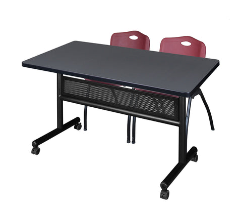 Regency Kobe 48 x 24 in. FlipTop Privacy Nesting Table 2 M Stack Chairs