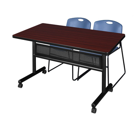 Regency Kobe 48 x 24 in. FlipTop Privacy Nesting Table 2 Zeng Stack Chairs