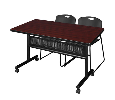 Regency Kobe 48 x 24 in. FlipTop Privacy Nesting Table 2 Zeng Stack Chairs