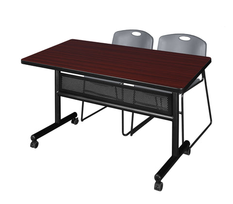 Regency Kobe 48 x 24 in. FlipTop Privacy Nesting Table 2 Zeng Stack Chairs