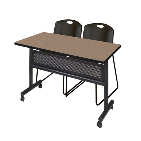 Regency Kobe 48 x 24 in. FlipTop Privacy Nesting Table 2 Zeng Stack Chairs