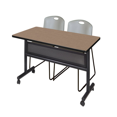 Regency Kobe 48 x 24 in. FlipTop Privacy Nesting Table 2 Zeng Stack Chairs