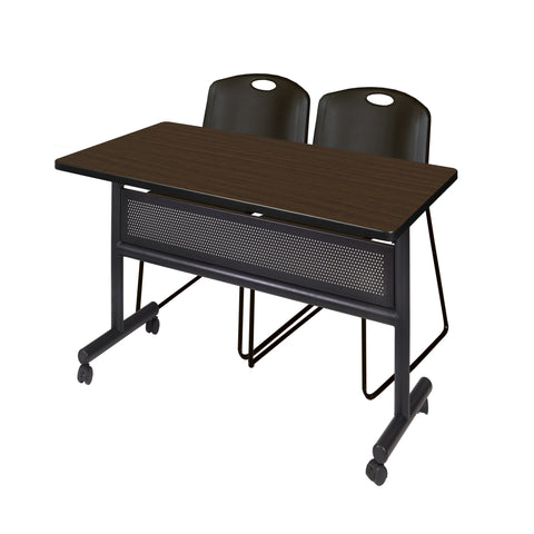 Regency Kobe 48 x 24 in. FlipTop Privacy Nesting Table 2 Zeng Stack Chairs