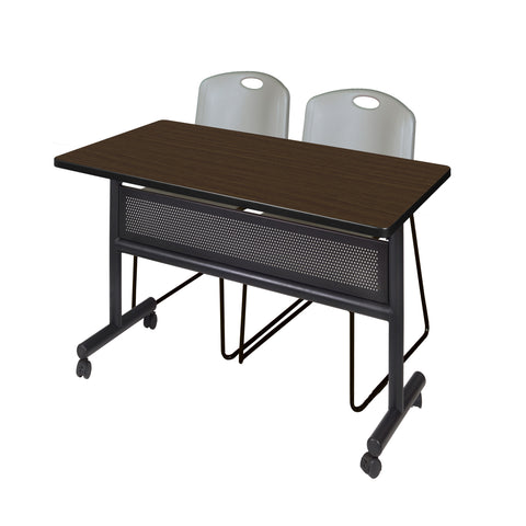 Regency Kobe 48 x 24 in. FlipTop Privacy Nesting Table 2 Zeng Stack Chairs