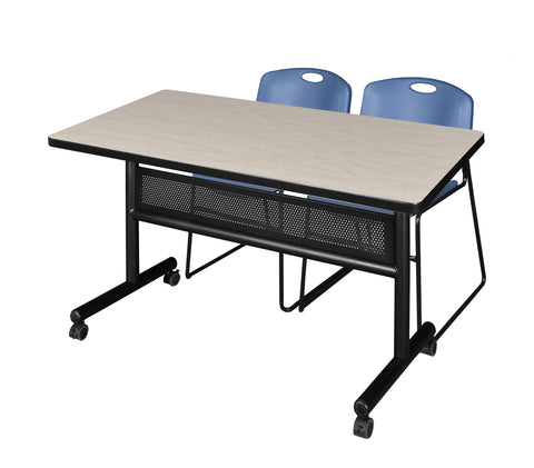 Regency Kobe 48 x 24 in. FlipTop Privacy Nesting Table 2 Zeng Stack Chairs