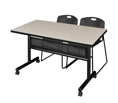 Regency Kobe 48 x 24 in. FlipTop Privacy Nesting Table 2 Zeng Stack Chairs