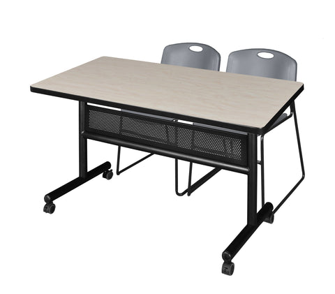 Regency Kobe 48 x 24 in. FlipTop Privacy Nesting Table 2 Zeng Stack Chairs