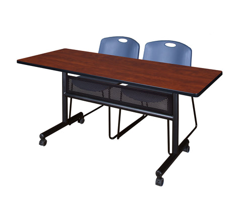 Regency Kobe 48 x 24 in. FlipTop Privacy Nesting Table 2 Zeng Stack Chairs