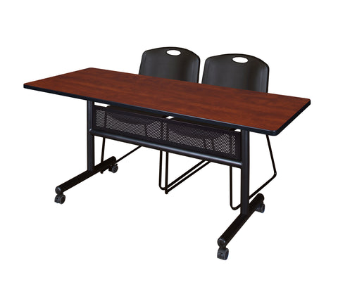 Regency Kobe 48 x 24 in. FlipTop Privacy Nesting Table 2 Zeng Stack Chairs