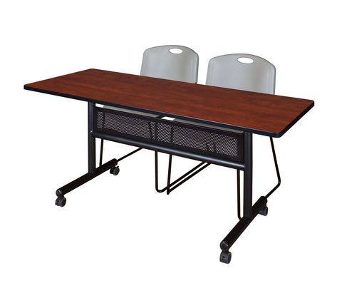 Regency Kobe 48 x 24 in. FlipTop Privacy Nesting Table 2 Zeng Stack Chairs