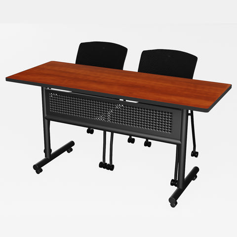 Regency Kobe 48 x 24 in. FlipTop Training Nesting Table w/ Modesty Panel & 2 Knight Mesh Chairs