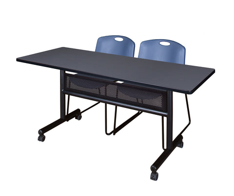 Regency Kobe 48 x 24 in. FlipTop Privacy Nesting Table 2 Zeng Stack Chairs