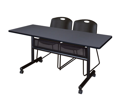 Regency Kobe 48 x 24 in. FlipTop Privacy Nesting Table 2 Zeng Stack Chairs