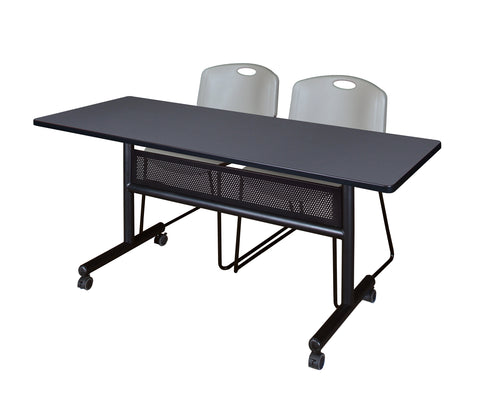 Regency Kobe 48 x 24 in. FlipTop Privacy Nesting Table 2 Zeng Stack Chairs