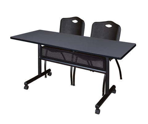 Regency Kobe 48 x 24 in. FlipTop Privacy Nesting Table 2 M Stack Chairs