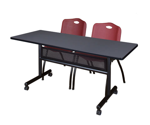 Regency Kobe 48 x 24 in. FlipTop Privacy Nesting Table 2 M Stack Chairs