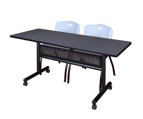 Regency Kobe 48 x 24 in. FlipTop Privacy Nesting Table 2 M Stack Chairs