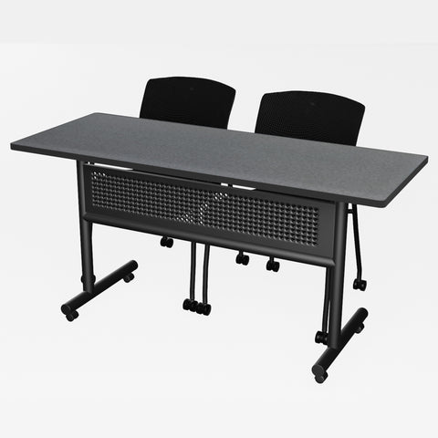 Regency Kobe 48 x 24 in. FlipTop Training Nesting Table w/ Modesty Panel & 2 Knight Mesh Chairs