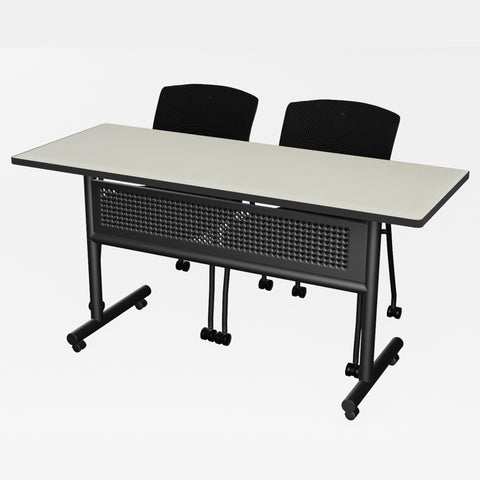 Regency Kobe 48 x 24 in. FlipTop Training Nesting Table w/ Modesty Panel & 2 Knight Mesh Chairs