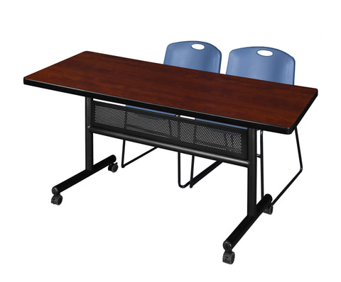 Regency Kobe 48 x 24 in. FlipTop Privacy Nesting Table 2 Zeng Stack Chairs