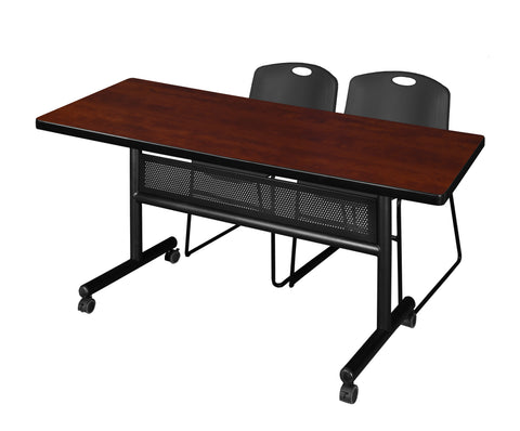Regency Kobe 48 x 24 in. FlipTop Privacy Nesting Table 2 Zeng Stack Chairs